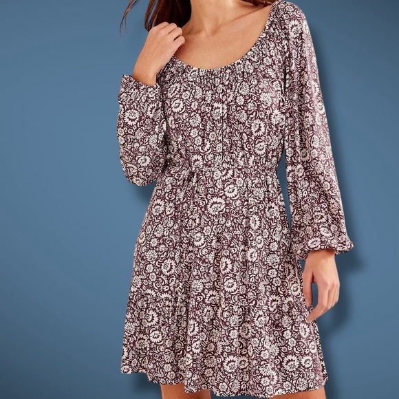 NWOT Boden ‘Purple Scoop Tiered Jersey Dress’ in Floral Print Size 4 Long - Picture 1 of 16